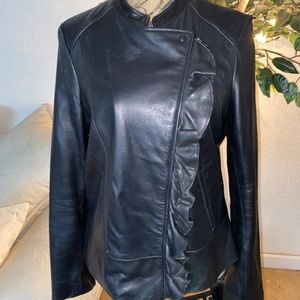 Tahari Ruffle Moto Jacket
